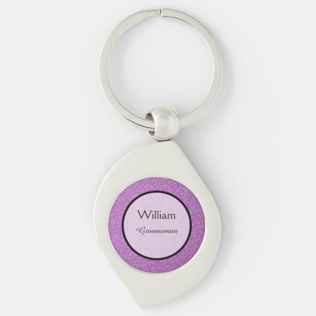 Romantic Purple Sparkles Wedding Favour Key Ring (Front)