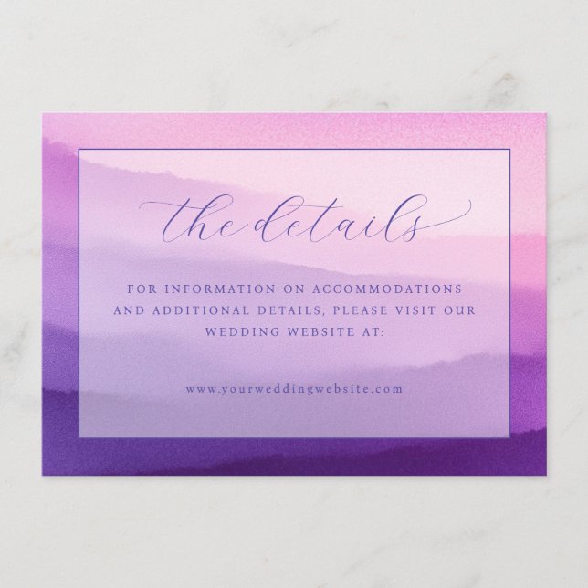 Romantic Purple Watercolor Gradient Enclosure Card (Front)