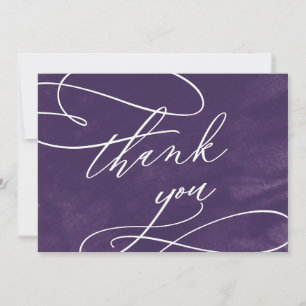 Romantic Purple Watercolor Wedding Thank You Card
