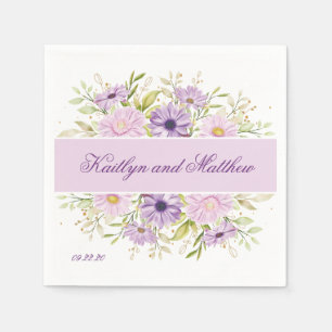 Romantic Purple Wedding Floral Napkin