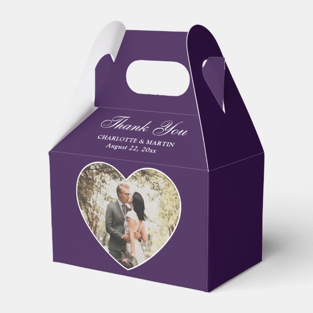 Romantic Purple Wedding Photo Favour Box (Front Side)