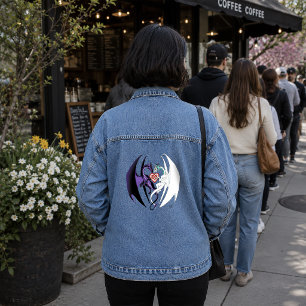 Romantic Purple White Fantasy Dragons Love Blue Denim Jacket
