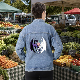 Romantic Purple White Fantasy Dragons Love Blue Denim Jacket