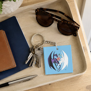 Romantic Purple White Fantasy Dragons Love Blue Key Ring
