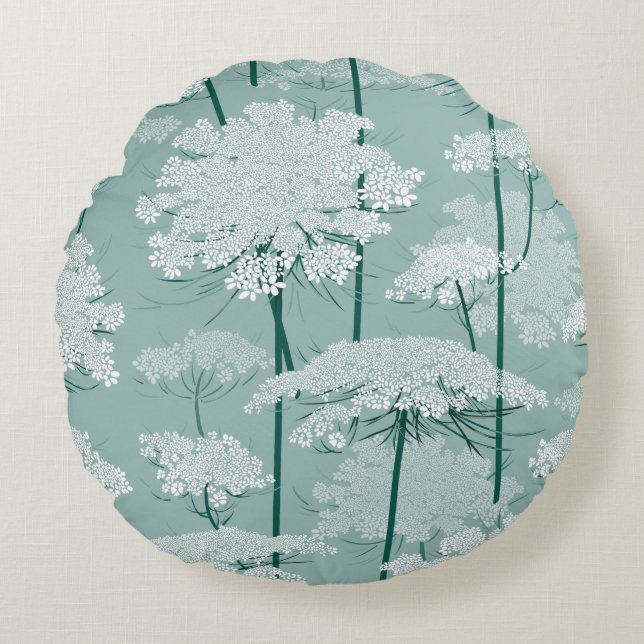 Romantic Queen Annes Lace | Mint Round Cushion (Front)