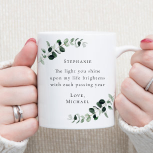 Romantic Quote Eucalyptus Personalised Coffee Mug