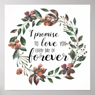romantic quote love Wedding Fall floral wreath  Poster