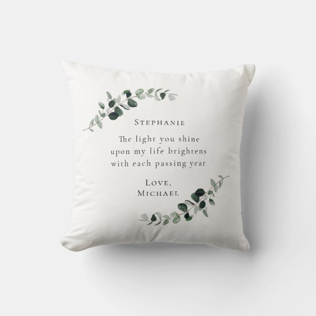 Romantic Quote Personalised Eucalyptus Cushion (Front)