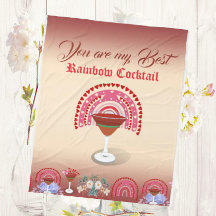 Romantic Rainbow Cocktail Valentine Hearts Floral 