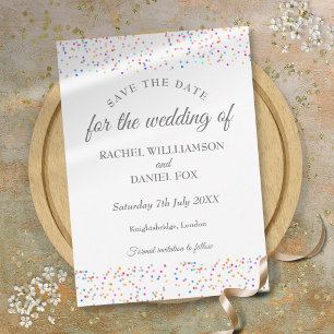 Romantic Rainbow Confetti Wedding Save The Date