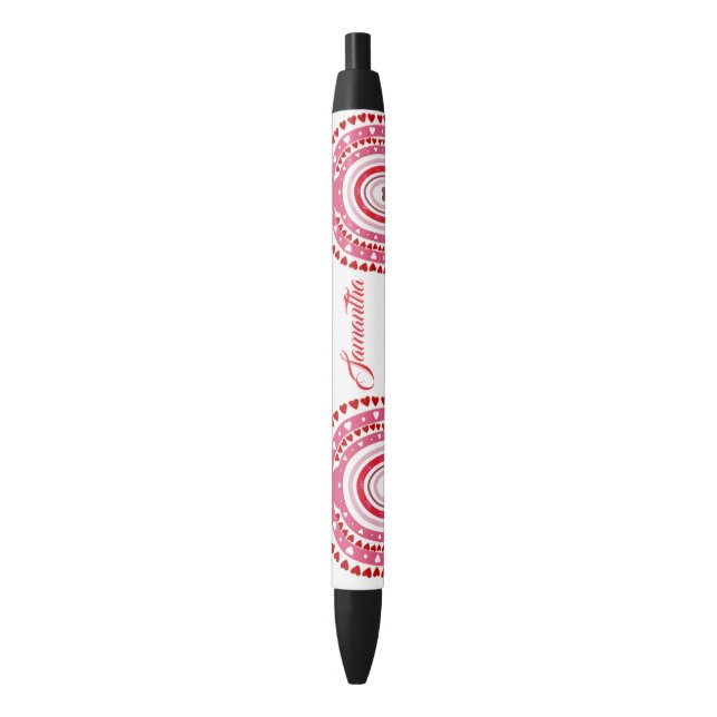 Romantic Rainbow Sweeping Hearts Valentines Day  Black Ink Pen (Front Vertical)