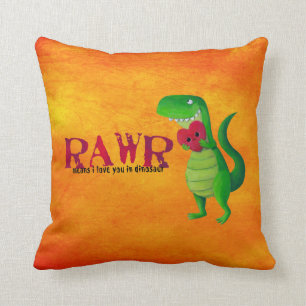 Romantic RAWR T-rex Dinosaur Cushion