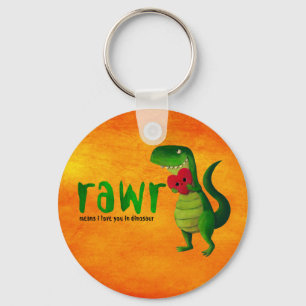 Romantic RAWR T-rex Dinosaur Key Ring