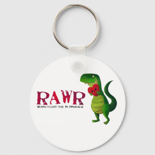 Romantic RAWR T-rex Dinosaur Key Ring