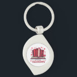 Romantic Reading Vibes Cosy Valentine Gift Key Ring<br><div class="desc">Celebrate the perfect pairing of books and romance with this book lover Valentine design, featuring a beautifully illustrated bookshelf filled with heart-patterned spines in shades of red and pink. This whimsical book illustration embraces a literary romance aesthetic, capturing the charm of getting lost in a great love story. With vintage-style...</div>