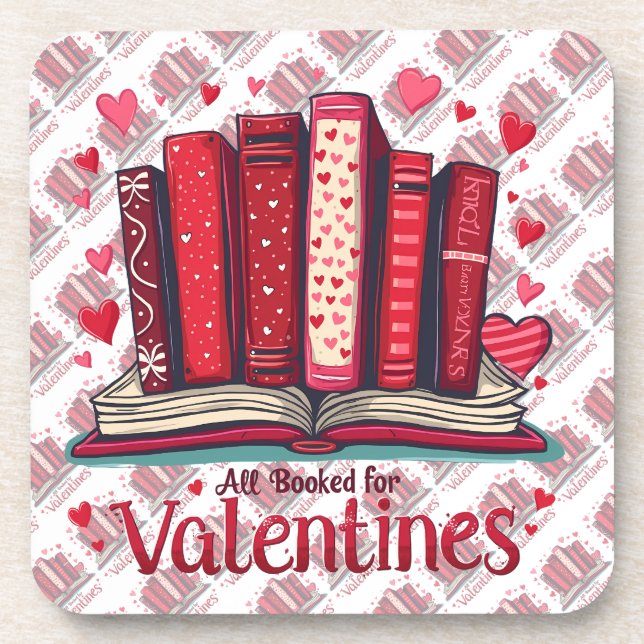 Romantic Reading Vibes Cozy Valentine Gift Coaster (Front)
