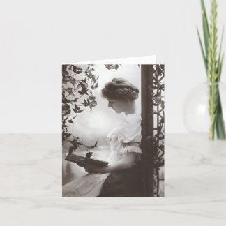 Romantic Reading Woman Greeting Card
