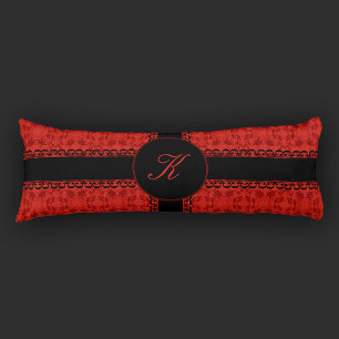 Romantic Red And Black Faux Lace Pattern Body Cushion