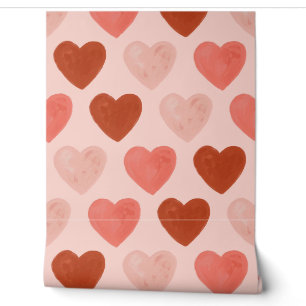 Romantic Red and Pink Hand-Painted Heart Wallpaper