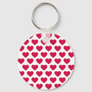 Romantic Red And White Hearts Love - Wedding Key Ring
