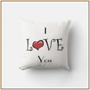 Romantic Red and White I Love You Cushion