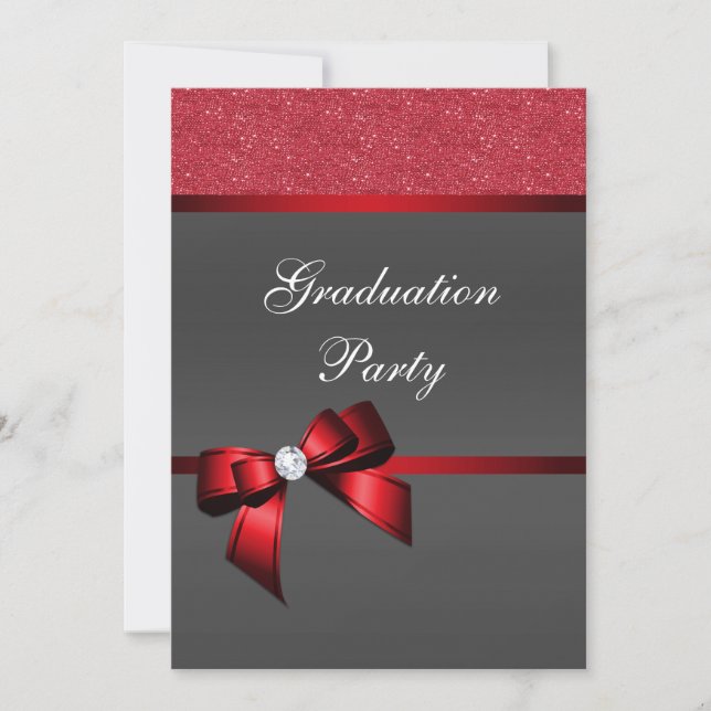 Romantic Red & Black Graduation Party      Invitation (Front)