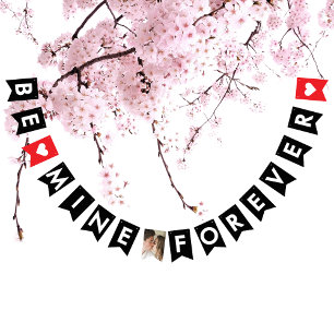 Romantic Red Black Marriage Proposal Couple Photo Bunting