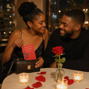 Romantic Red & Black Rose Boyfriend's Birthday  Card