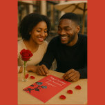 Romantic Red & Black Rose Boyfriend's Birthday  Card<br><div class="desc">Celebrate your love with this bold and elegant birthday card, designed especially for your boyfriend. Featuring striking black and grey roses on a passionate red background, this card adds a touch of romance and personalisation with his name printed in stylish script. Perfect for making him feel cherished on his special...</div>