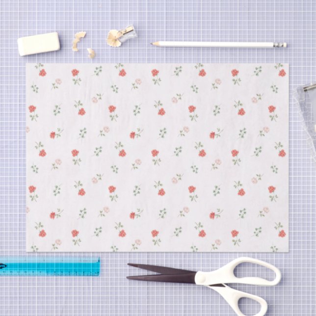 Romantic Red Blush Pink Roses Love Tissue Paper (Craft)