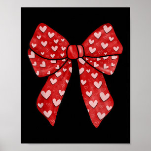 Romantic Red Bow Valentine’s Day Hearts Coquette G Poster