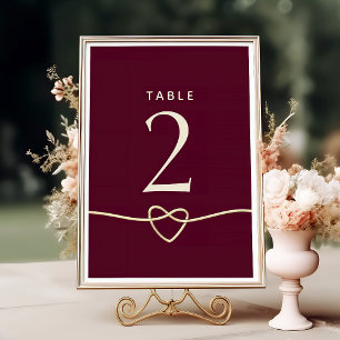 Romantic Red Burgundy Wedding Table Number