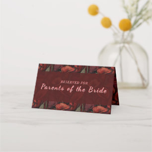 Romantic Red Calla Lilies Aesthetic Rustic Wedding Place Card