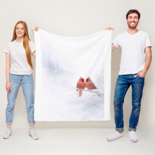 Romantic Red Cardinals Winter Fleece Blanket