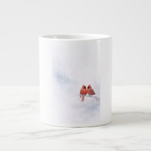 Romantic Red Cardinals Winter jumbo Mug