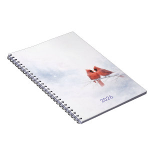 Romantic Red Cardinals Winter Watercolor Notebook