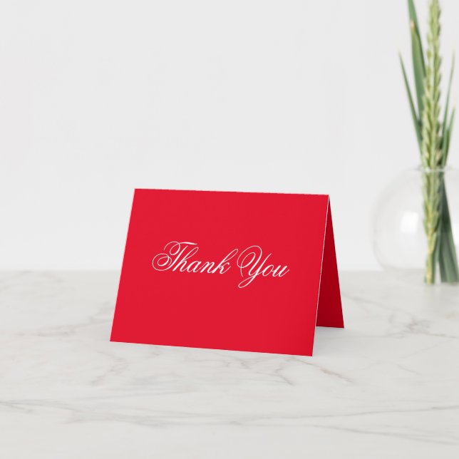 Romantic Red Classic Script Elegant Chic Red  Thank You Card (Front)
