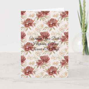 Romantic Red Cream Floral Wedding Card