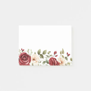 Romantic Red Cream Roses Wedding Post-it Notes