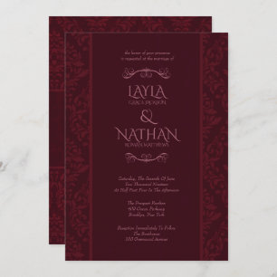 Romantic Red Damask Wedding Invitations