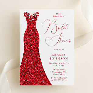 Romantic Red Dress Bridal Shower Invitation