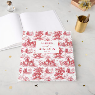 Romantic Red Engraver Landscape Motions Guest Book