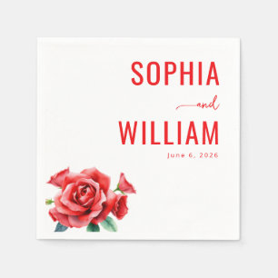 Romantic Red Floral Bouquet Napkin