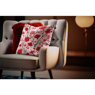 Romantic Red Floral Cushion