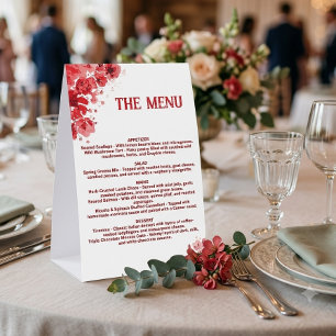 RomantiC Red Floral Menu ,Wedding Menu