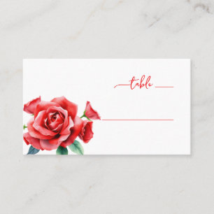 Romantic Red Floral Table Sign Place Card