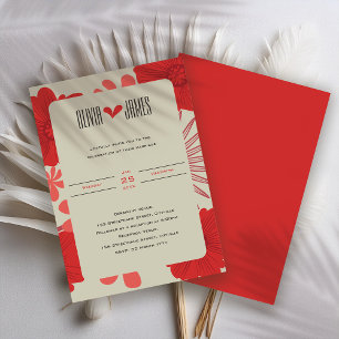 Romantic Red Floral Wedding Invitation