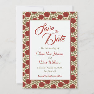 Romantic Red Floral Wedding Save the Date