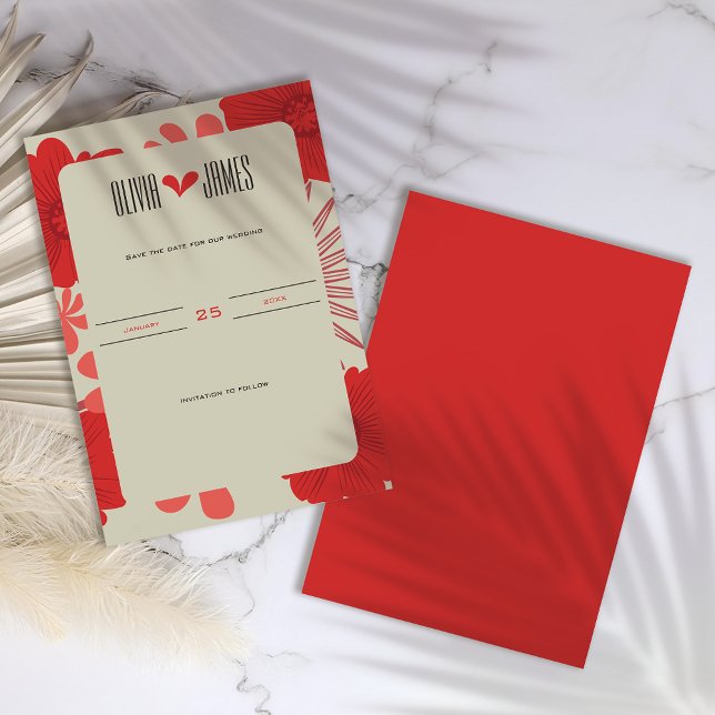 Romantic Red Floral Wedding Save The Date (Creator Uploaded)