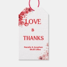 Romantic Red Floral Wedding Thank You 